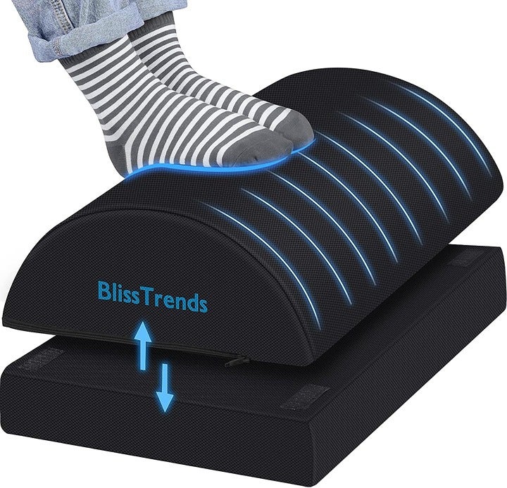 Foot Rest for Under Desk at Work-Versatile Foot Stool with Washable Black