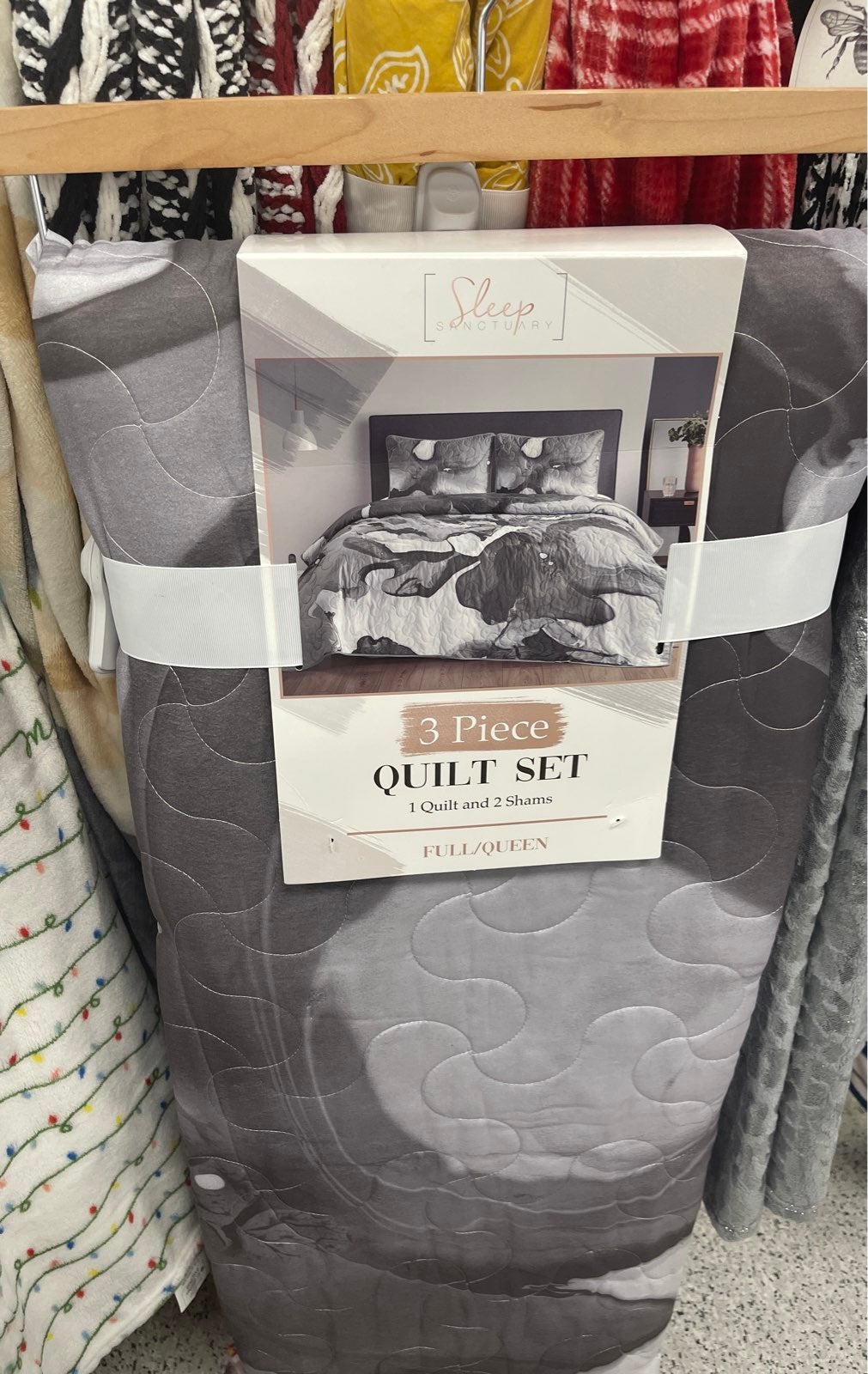 Modern Grey Marble Full/Queen Quilt Set