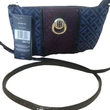 Vintage Tommy Hilfiger Navy & Cream Y2K Crossbody Shoulder Bag Monogram