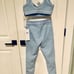 Alo Airbrush Heart Throb Bra and leggings set - Seashell Blue/ limited Size S