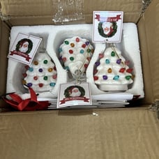 New! - (3)Mr. Christmas Porcelain 4”White Christmas Trees Retro Nostalgia