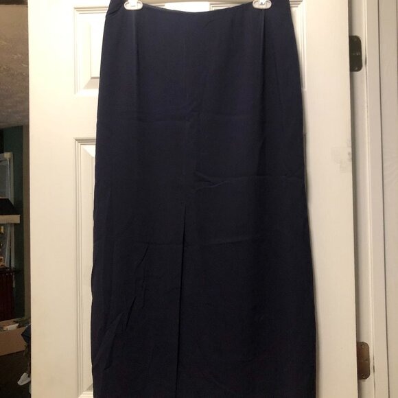 TALBOTS women's navy 71%triacetate 29%polyester fully LINED skirt size: 14