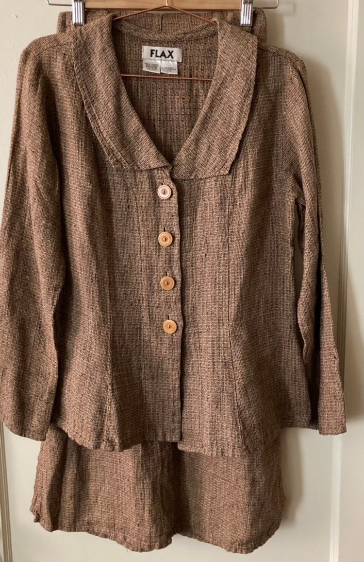 Flax Linen Jacket Skirt Set