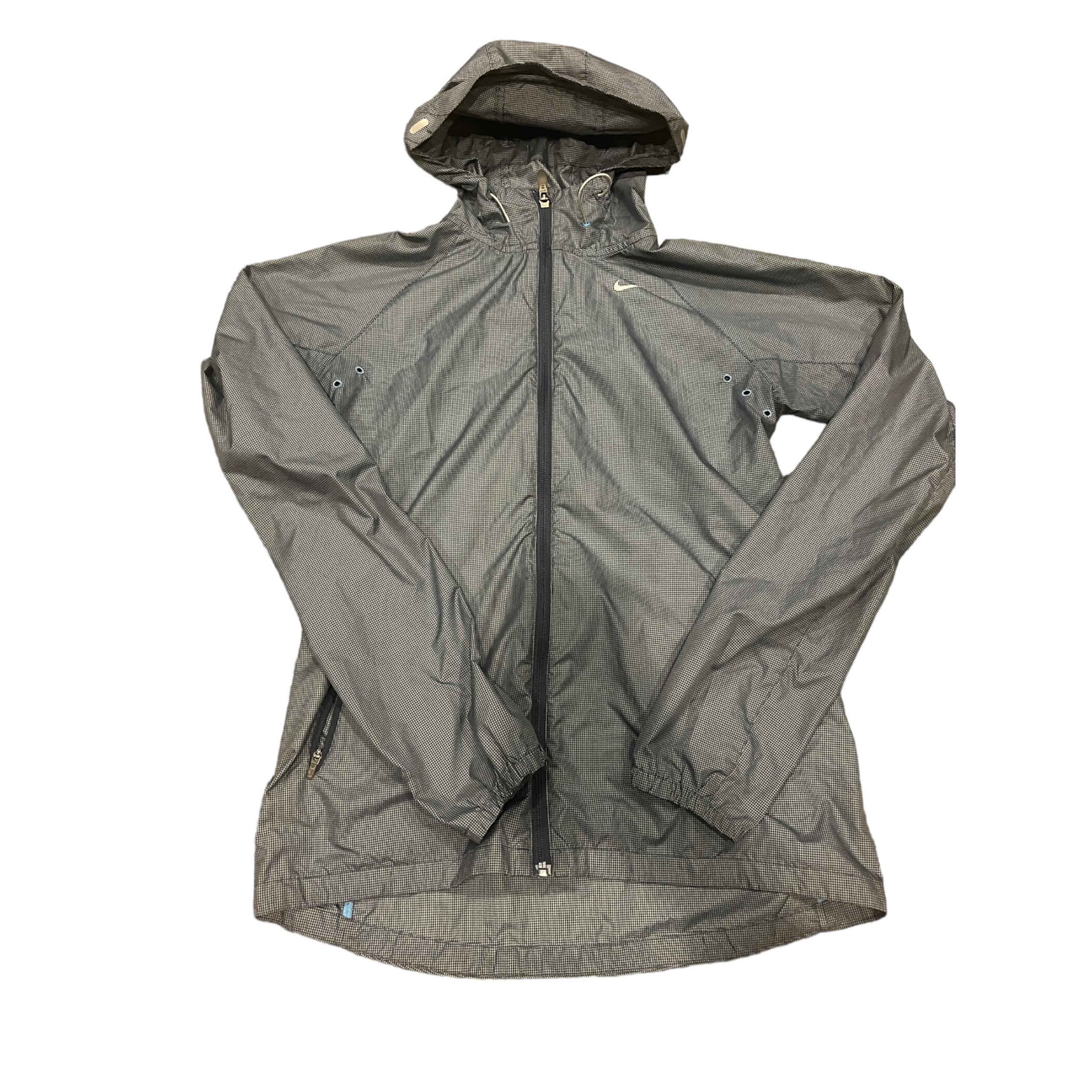 Vintage Y2K Nike Women’s Running Grid Hooded Windbreaker Zip Jacket Grey Sz Smal