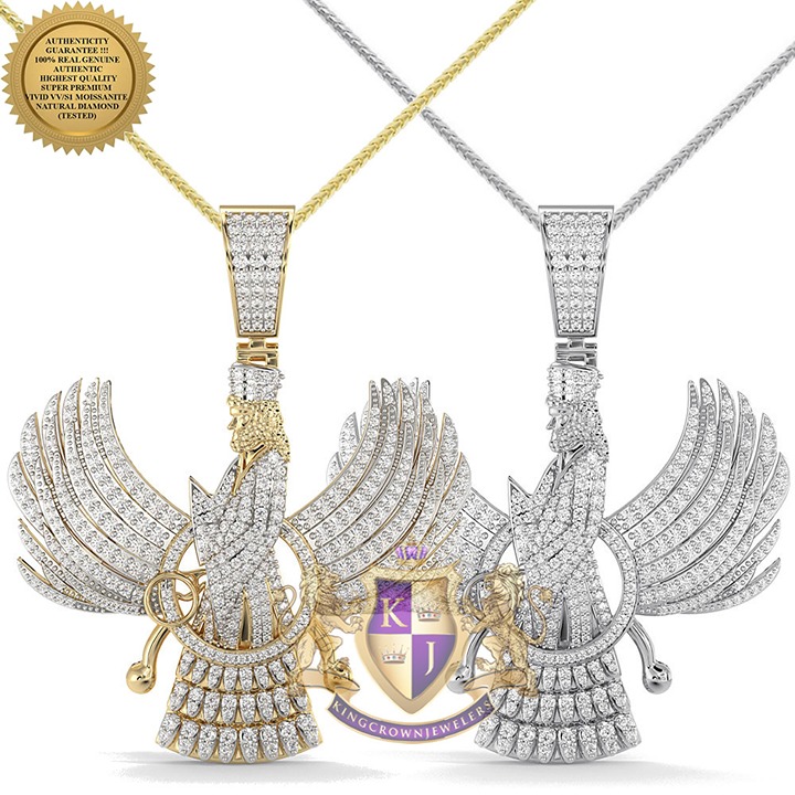 Real 3.50 Ct. MOISSANITE Persian Empire Ahura Mazda Zoroastrianism Pendant Charm