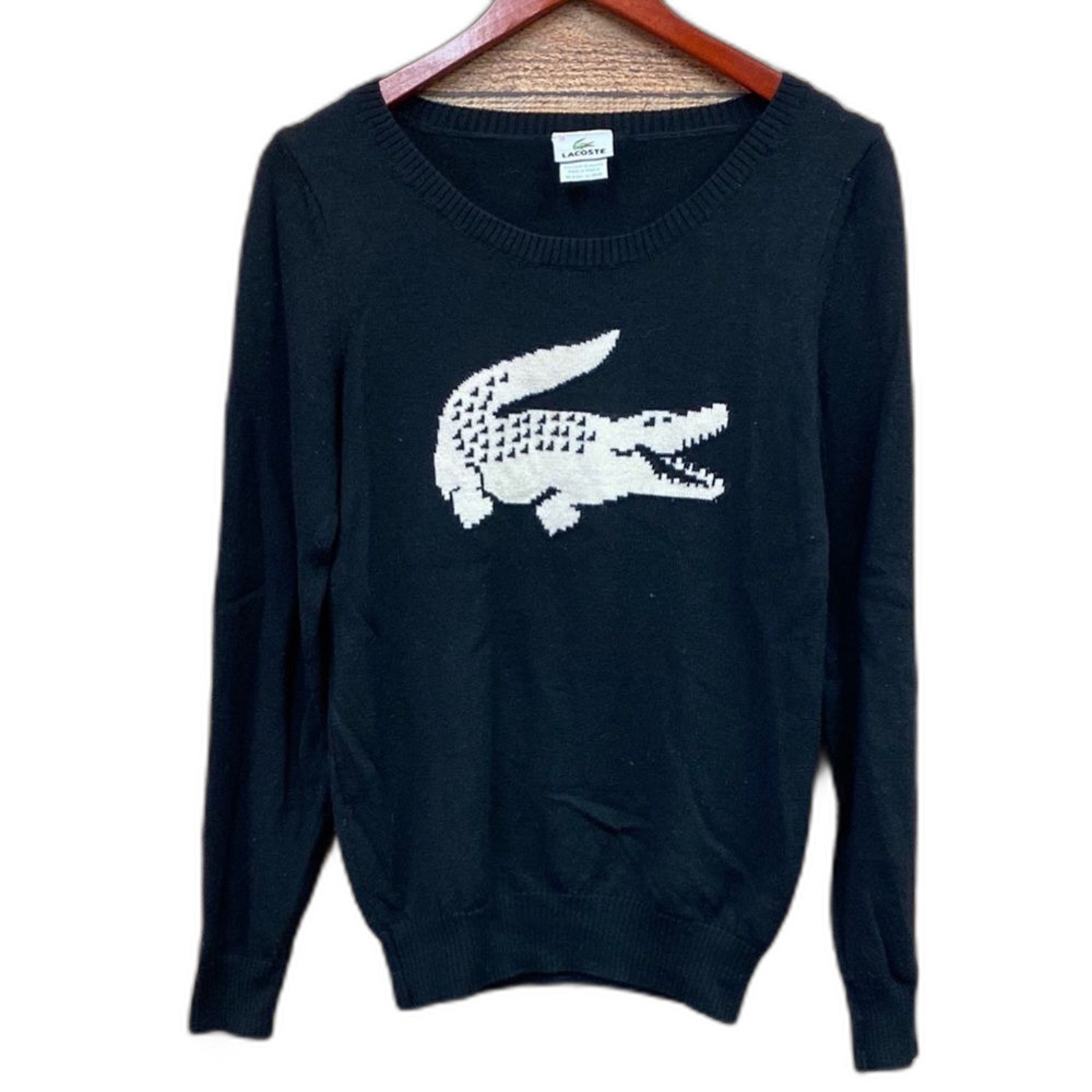 Lacoste Crocodile Big Croc Wool Sweater Size 39