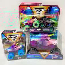 Monster Jam Sparkle Smash Monster Truck Lot Nitro Neon 1:64 1:24