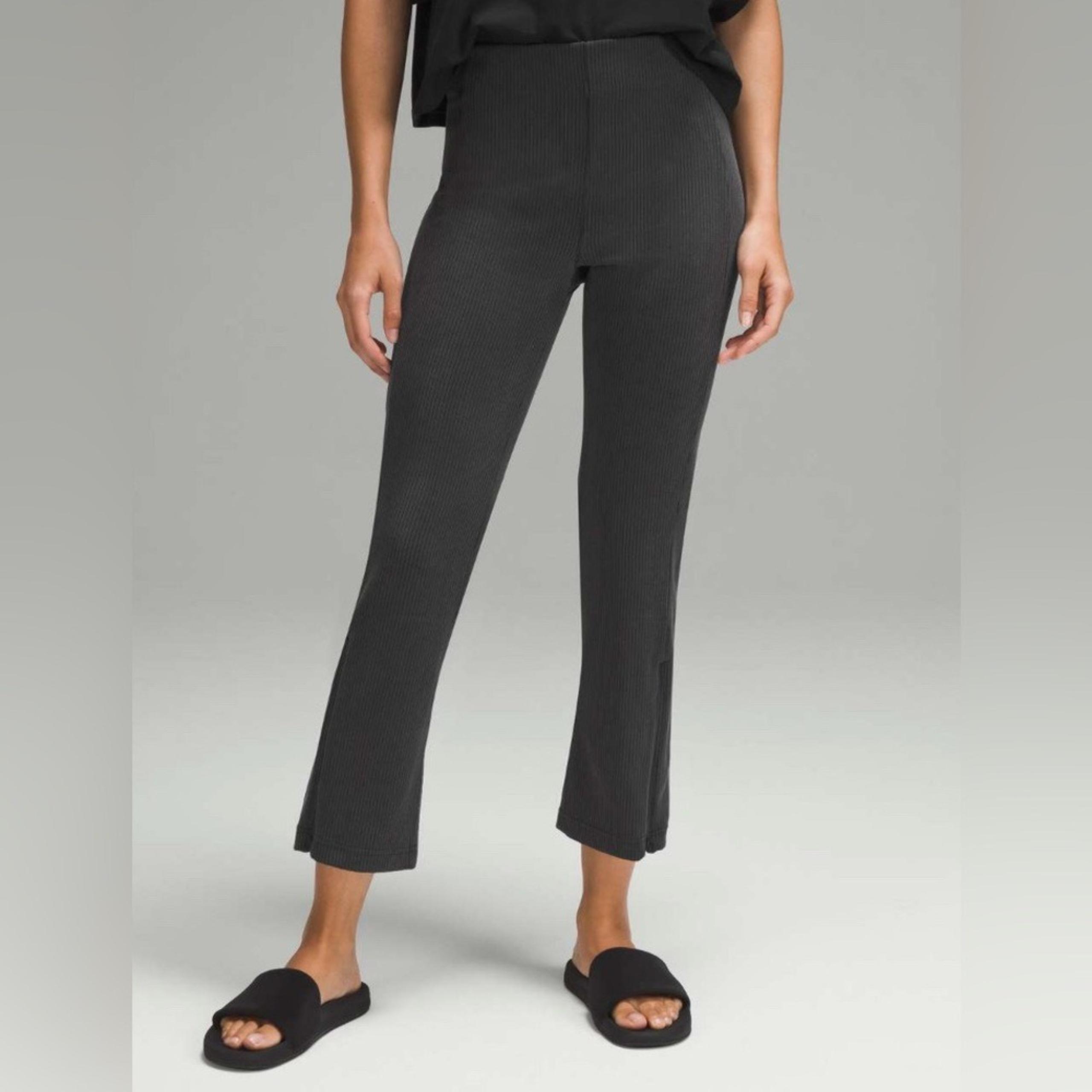 Lululemon Softstreme Cropped Pants Women's Size 6 Black Ribbed Zip Leg High Rise