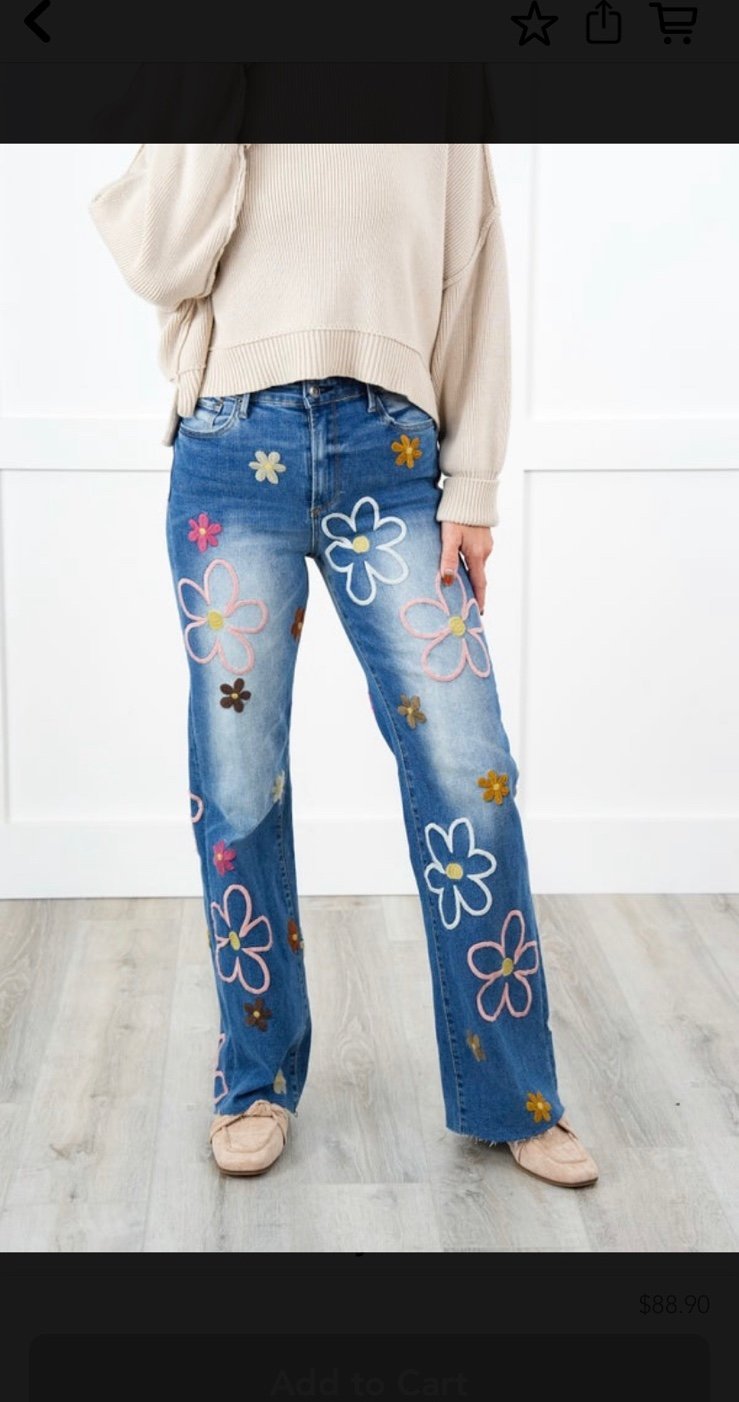 OLI & HALI Jeans OH JEANS Oli and Hali jeans Oli Hali jeans embroidered flower S