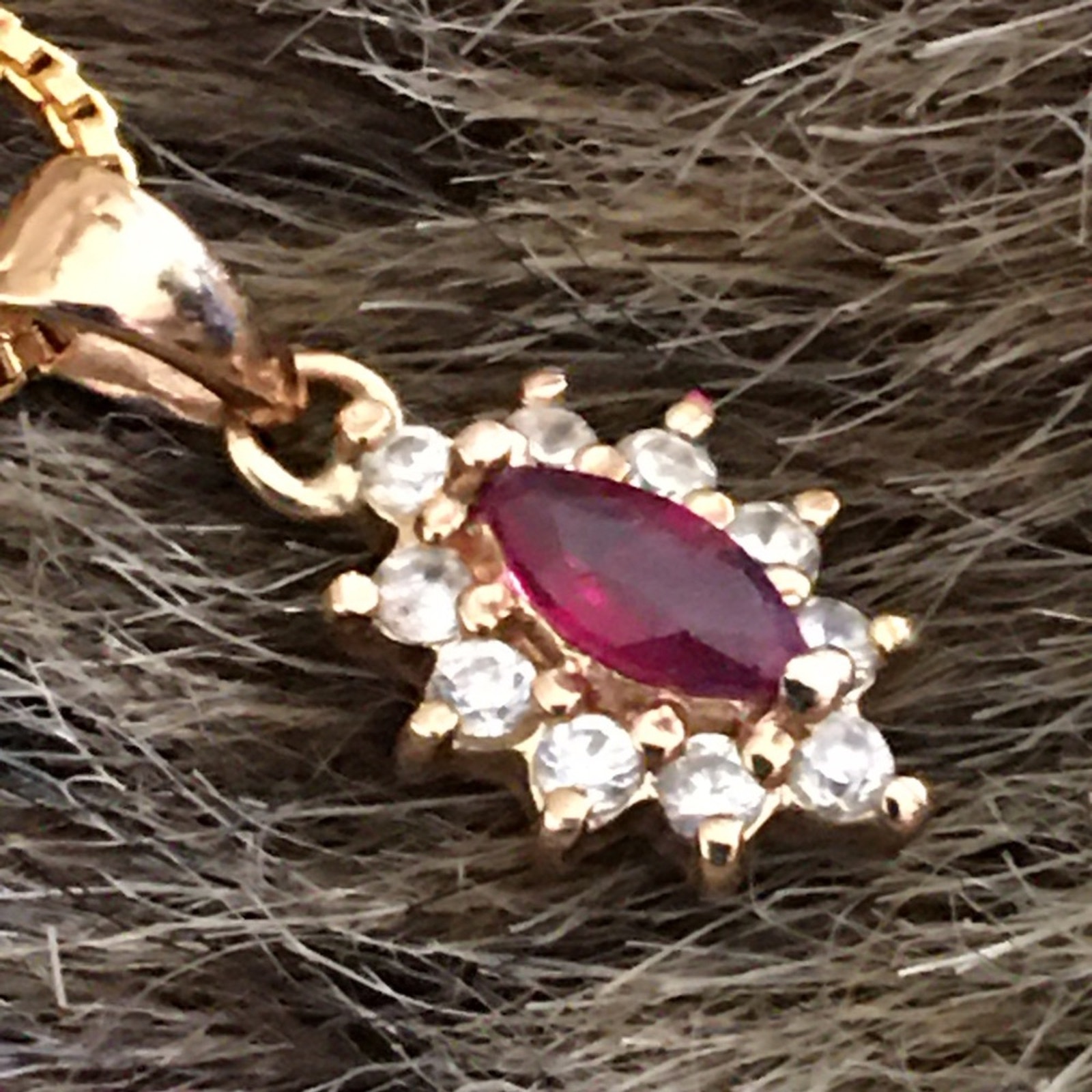 Vintage gold vermeil ruby and diamond pendant