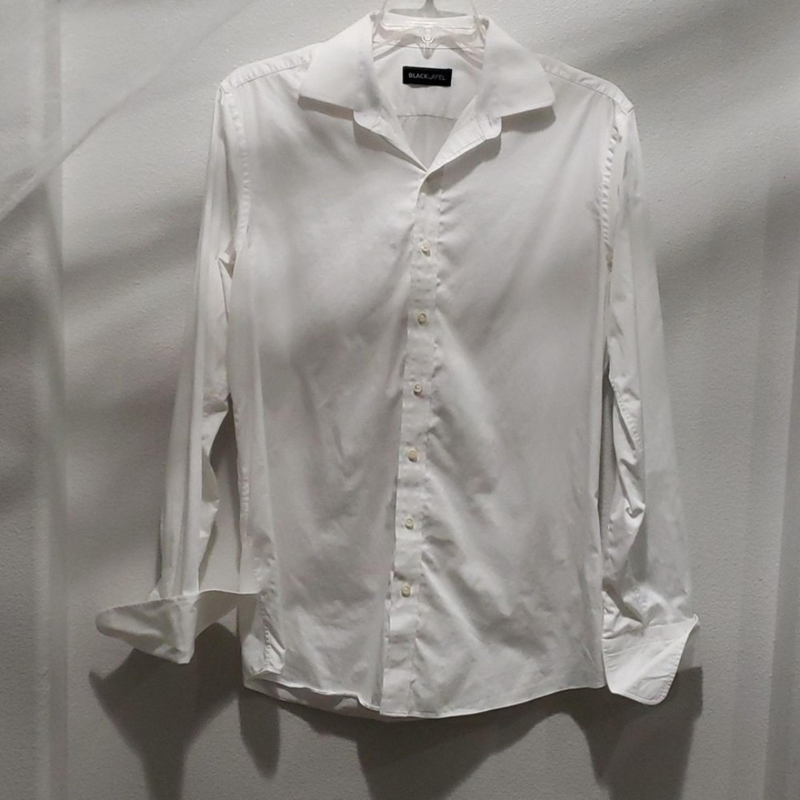 Men's black label dress shirt, needs cuff links size large