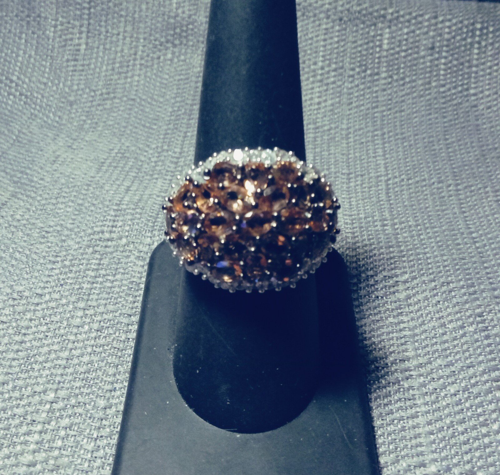 NEW JENIPAPO ANDALUSITE WHITE ZIRCON RHODIUM OVER STERLING SILVER SZ 8
