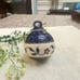 Polish Pottery Boleslawiec Christmas Ball Ornament 3” Blue Leaf Vine Flower