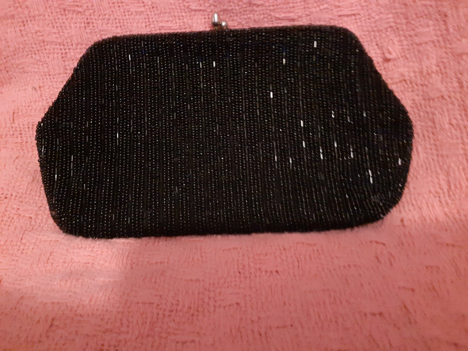 Vintage Black Beaded Evening Hand Bag, Japan