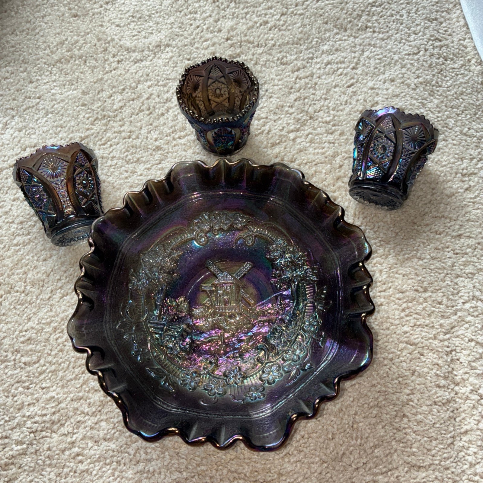 Carnival imperial glass purple 4 pieces