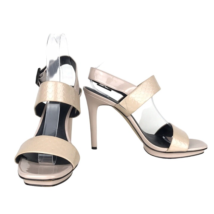 Calvin Klein Womens 9 Val High Heel Strappy Platform Sandals Blush Nude Beige