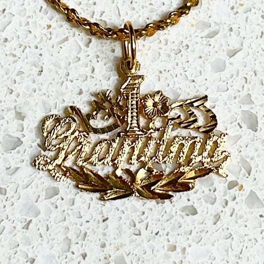 Vintage 14k gold plated #1 Grandma 24” pendant necklace