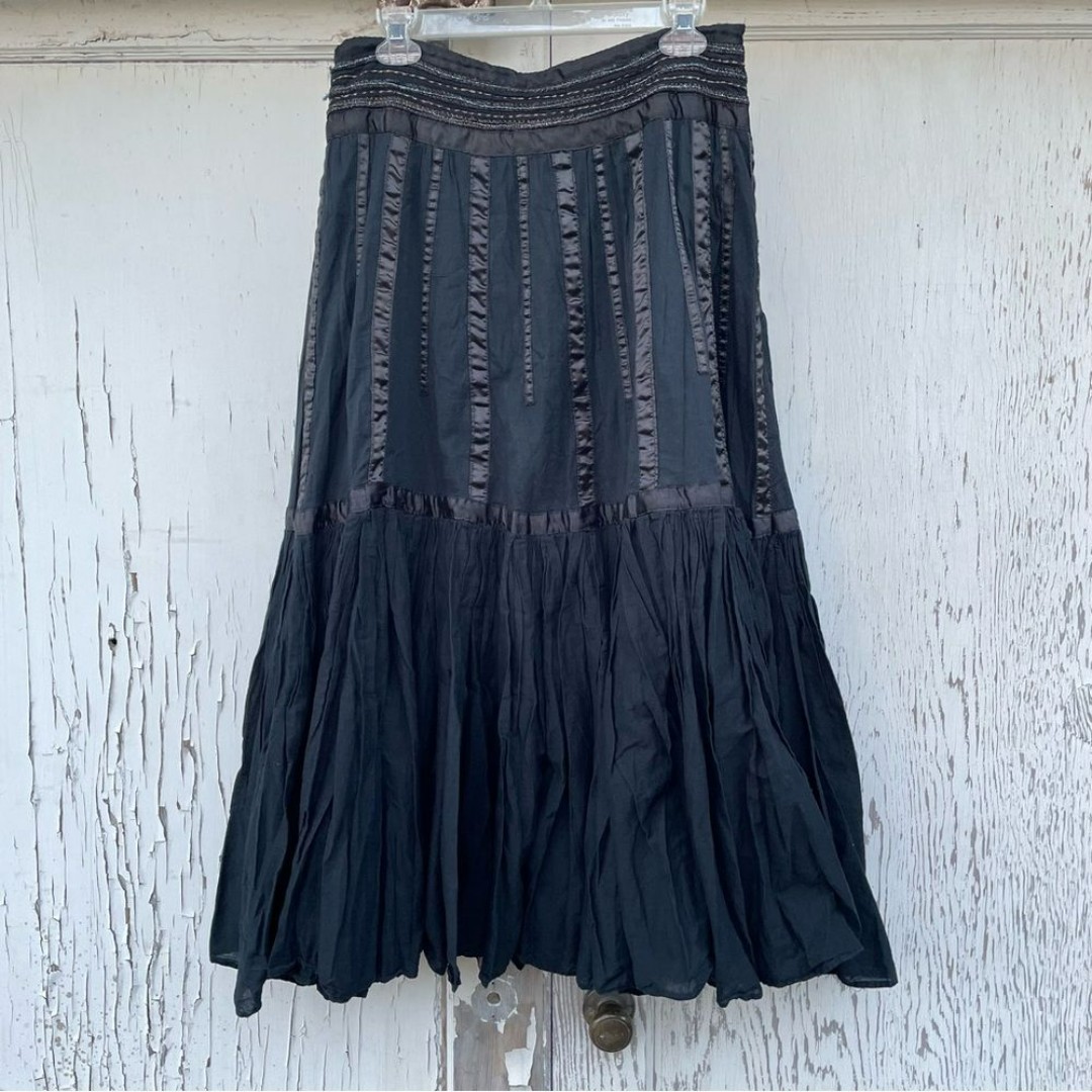 ZaraTRF Spain Maxi Lined Skirt Women’s US Small Black Flowy Cotton