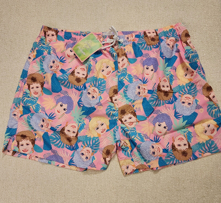 Cakeworthy Golden Girls Swim Shorts Unisex AOP Pink 2XL NEW