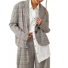 Free People Cali Plaid Set Fit Sz L Blazer Medium Oversized Barrel Pants Size 14