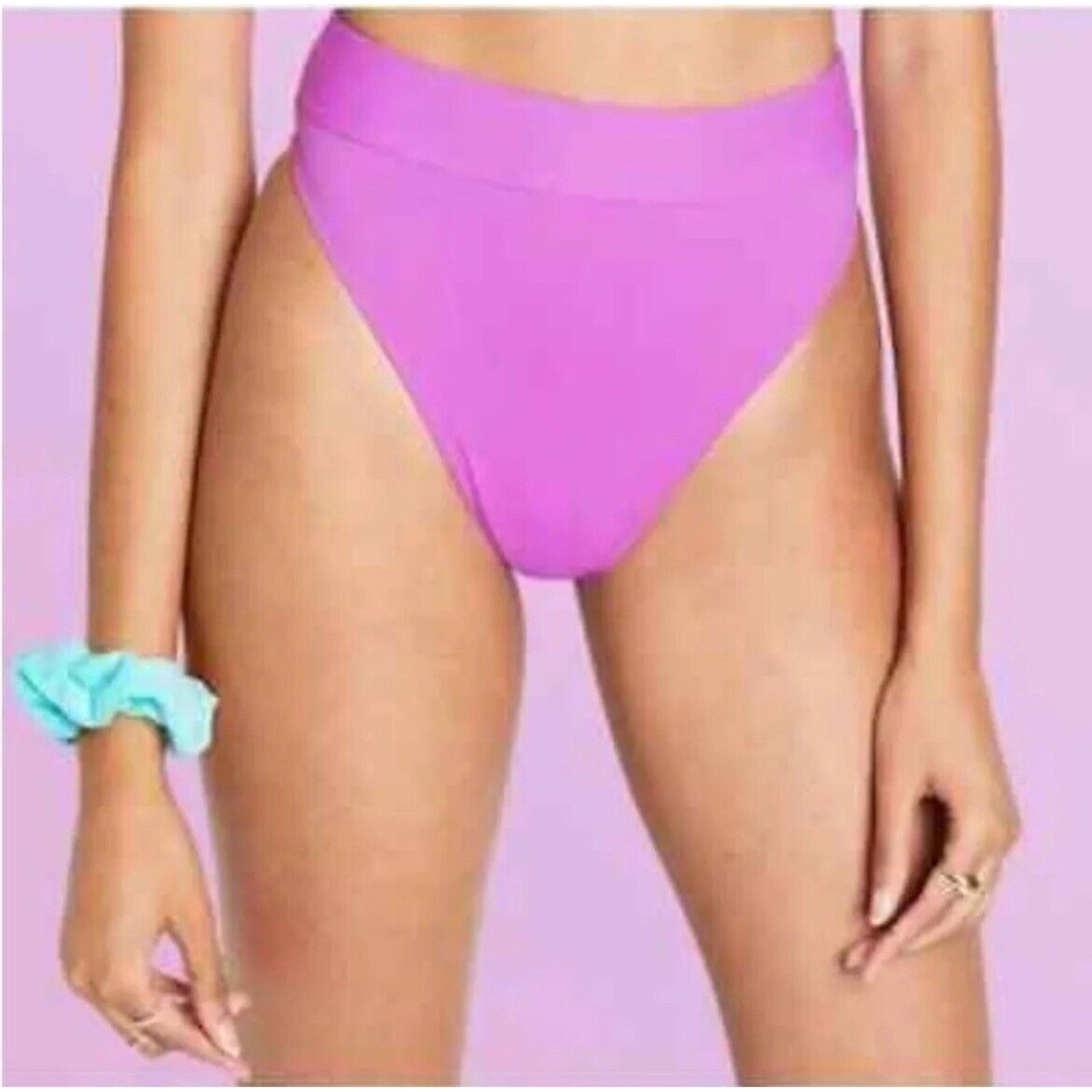 Stoney Clover Lane High-Waist Ribbed Bikini Bottom Purple Women’s 1X New