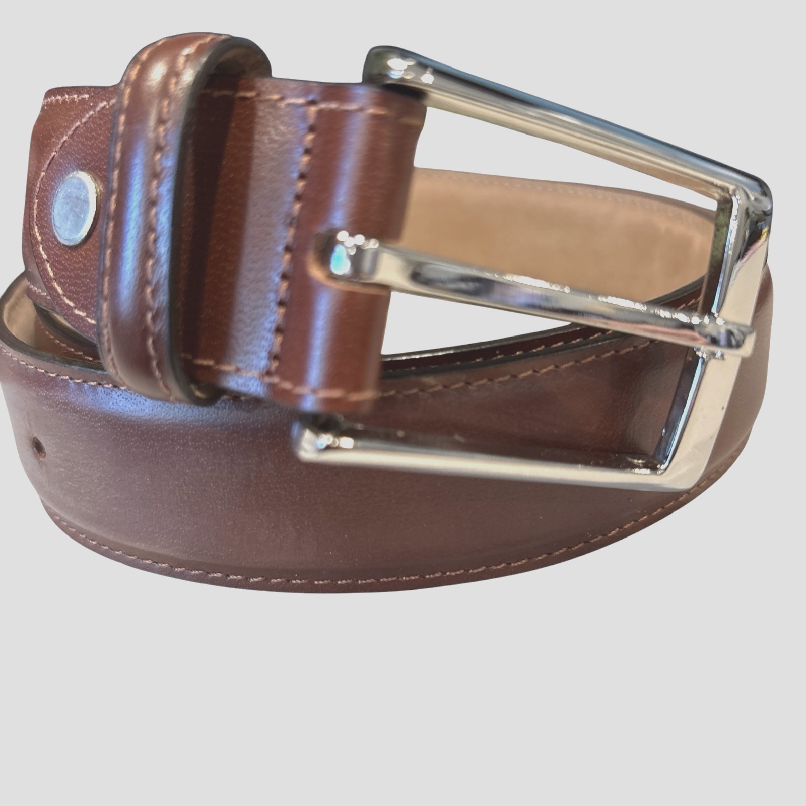 Becket Simonon Mens Full Grain Leather Nelson Belt Size 38 Brown Hand Crafted