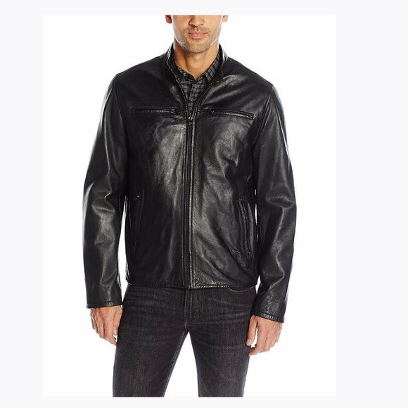 New Levi's Men's Smooth Lamb Leather Racer, Black, XXL