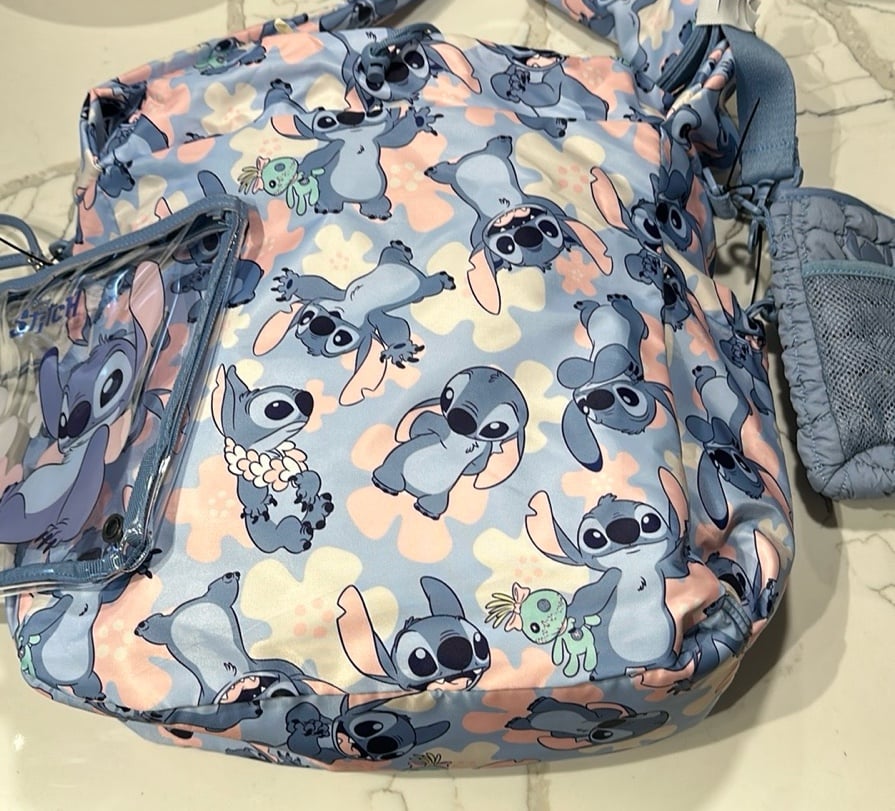 Disney Lilo & Stitch Tote Bag with Crossbody Water bottle holder and clear pouch