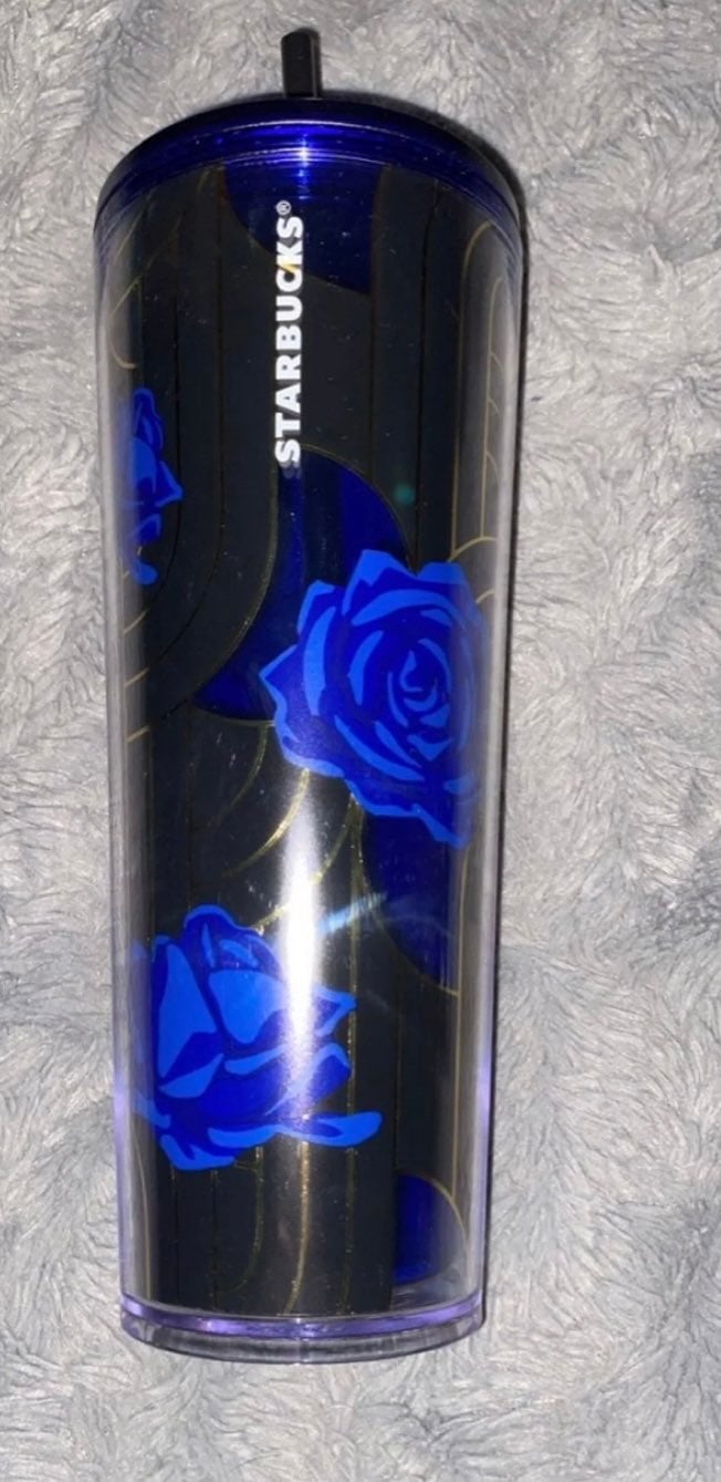 Starbucks blue/ black flower tumbler