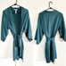 Flora Nikrooz Anthropologie Green Teal Silk Kimono Robe Bathrobe Medium NWOT