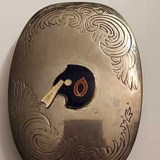 Vintage Chicago Bears Football Helmet German Silver Belt Buckle.