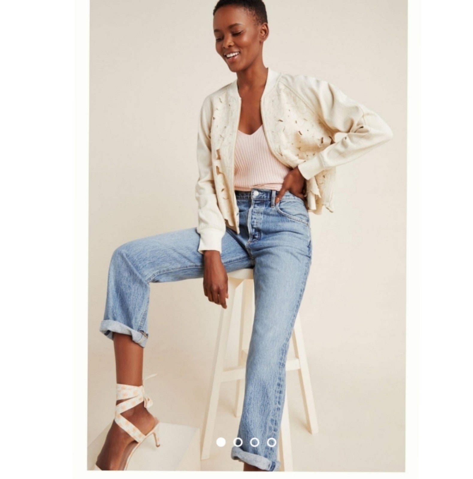 Anthropologie Nina Embroidered Bomber Jacket Size XS/S