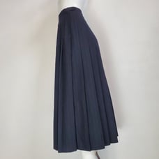 Vintage 70s Black Pinstriped Wool Pleated Midi Skirt
