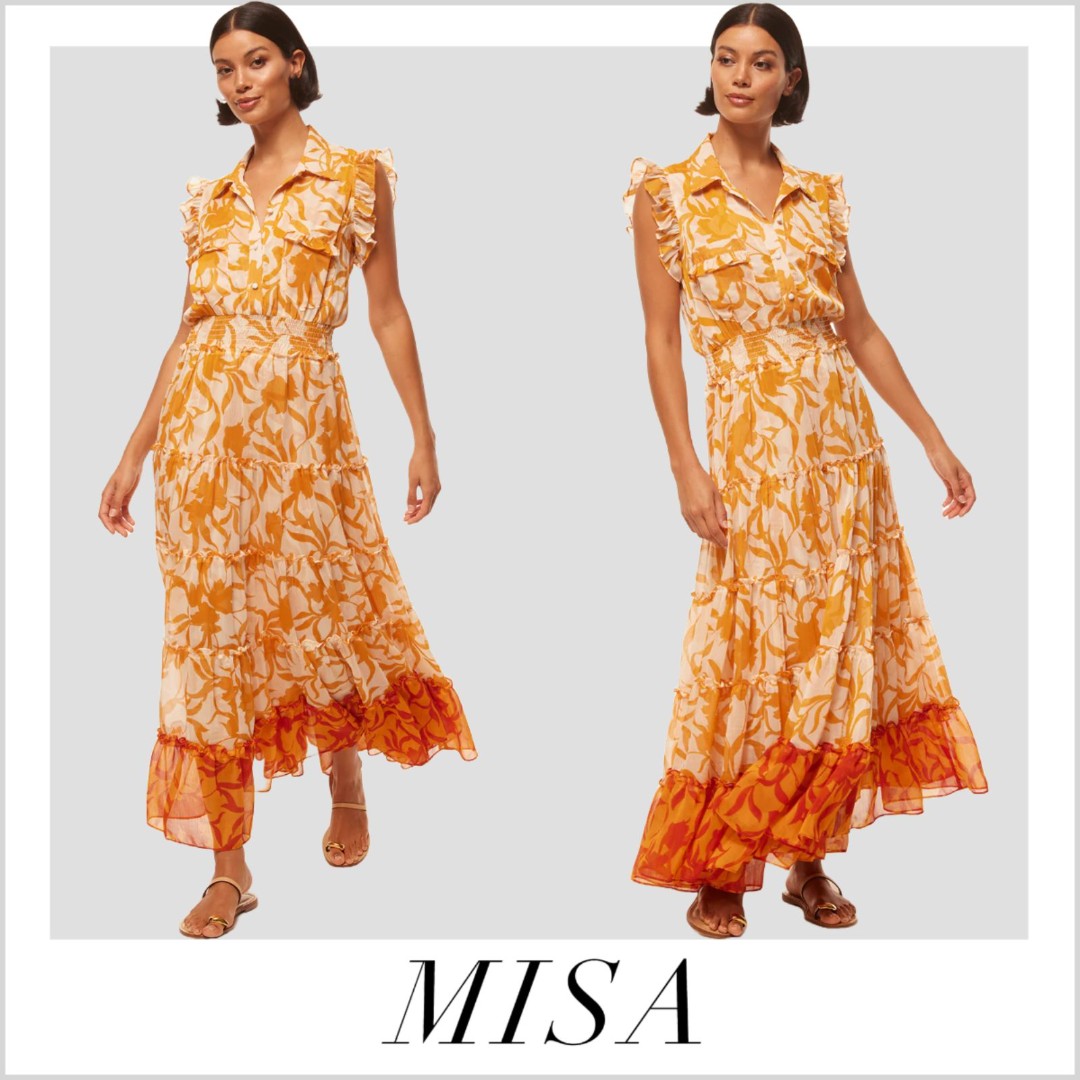 Misa Womens Yellow TrinaHandcrafted Sleeveless Shirtdress Size S