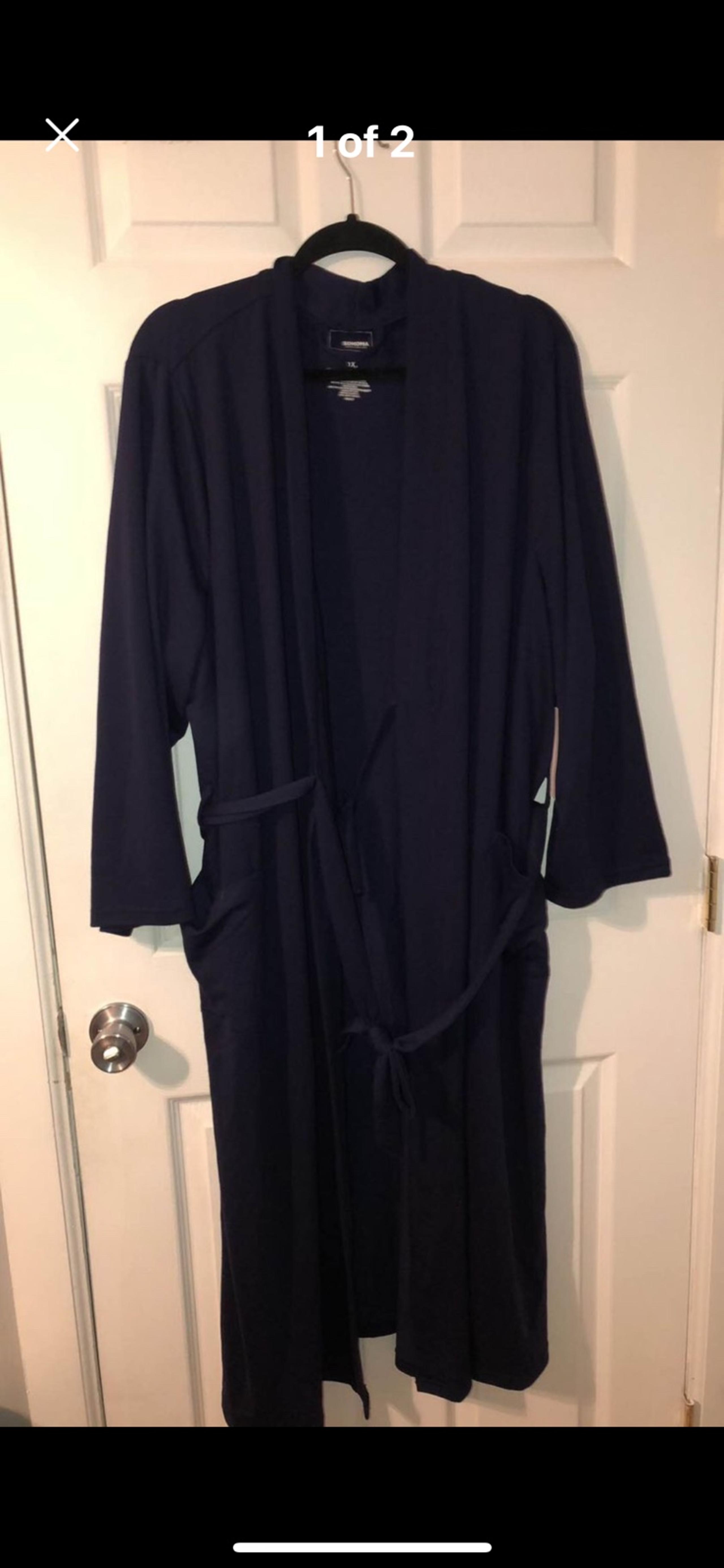 New Womens Sonoma navy blue bathrobe robe polyester, rayon spandex plus 1x