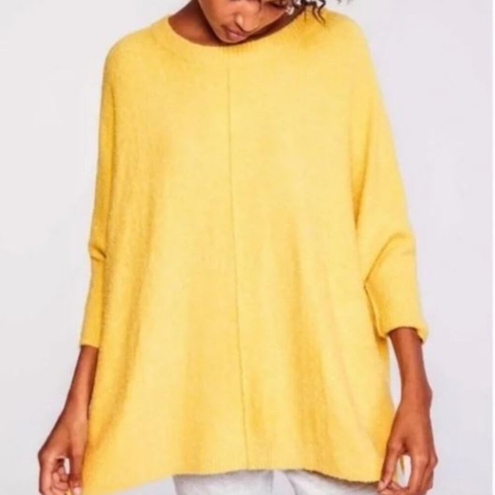 Lou & Grey Brand Yellow Textured cozy knit oversized sweater poncho M/L