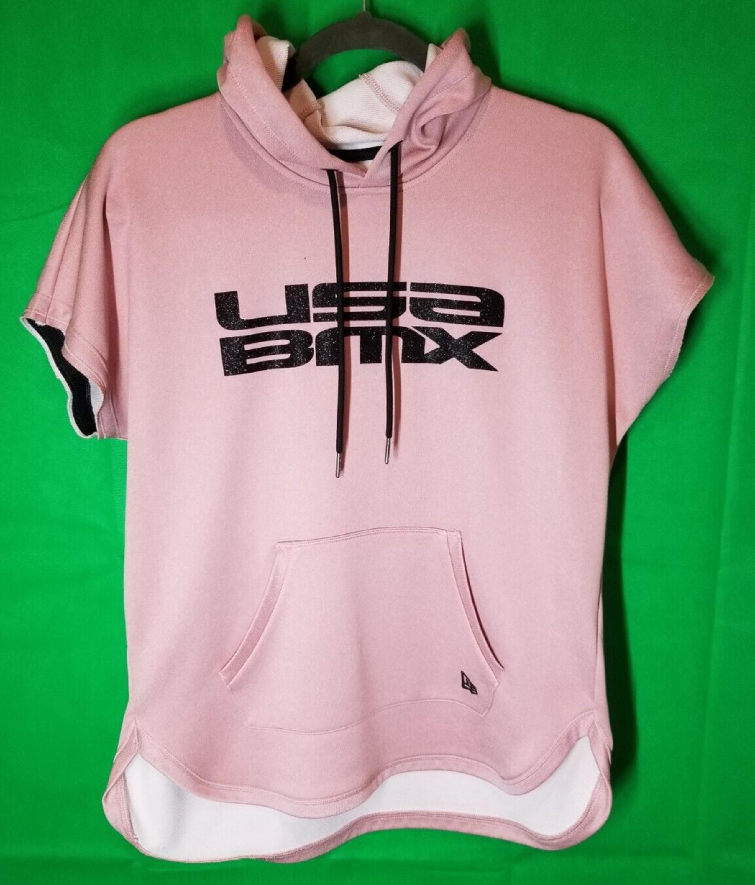 New Era Womens USA BMX Performance Terry Short Sleeve Hoodie XS Pink, Activewear
