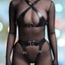 Red Black Leather Lingerie Set Leather Bra and Panties