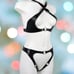 Red Black Leather Lingerie Set Leather Bra and Panties