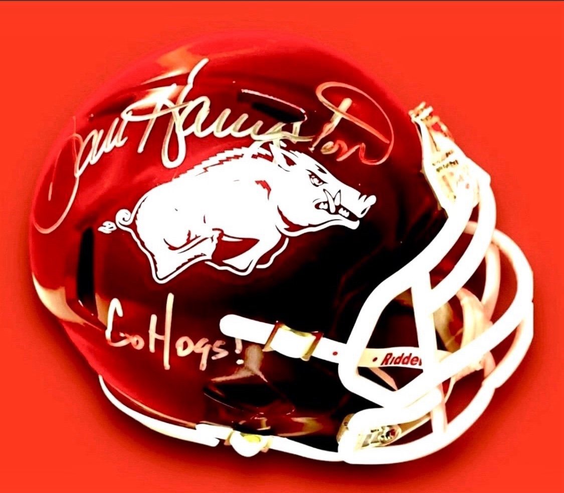 DAN HAMPTON RAZORBACKS AUTOGRAPHED MINI HELMET SCHWARTZ SPORTS AUTHENTICATION