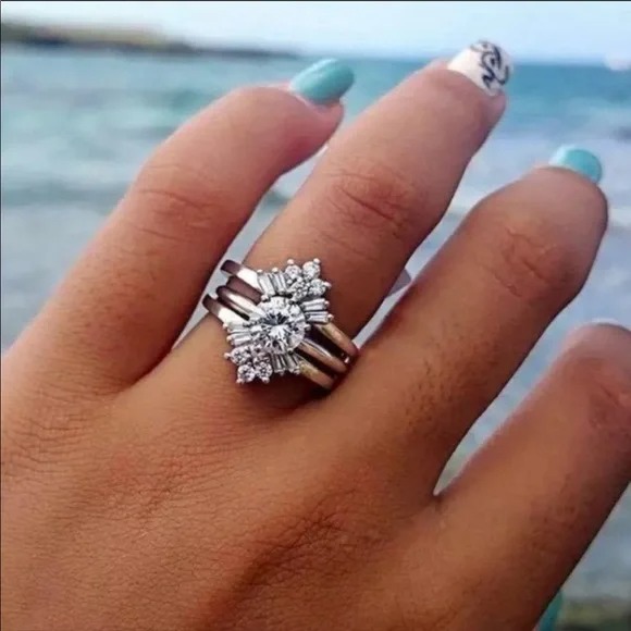 925 Sterling Silver CZ Diamond Ring