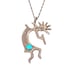 Kokopelli Pendant Necklace 29” Sterling Silver 925 Turquoise Southwestern VTG