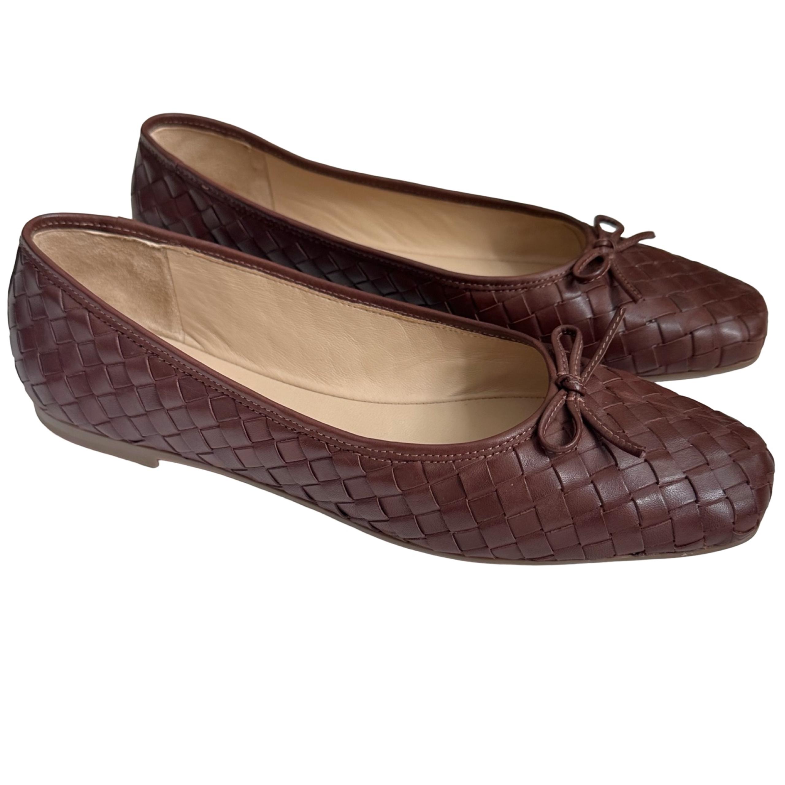 Bernardo GWYNN Anthropologie Brown Woven Leather Slip On Ballet Flats 9.5M