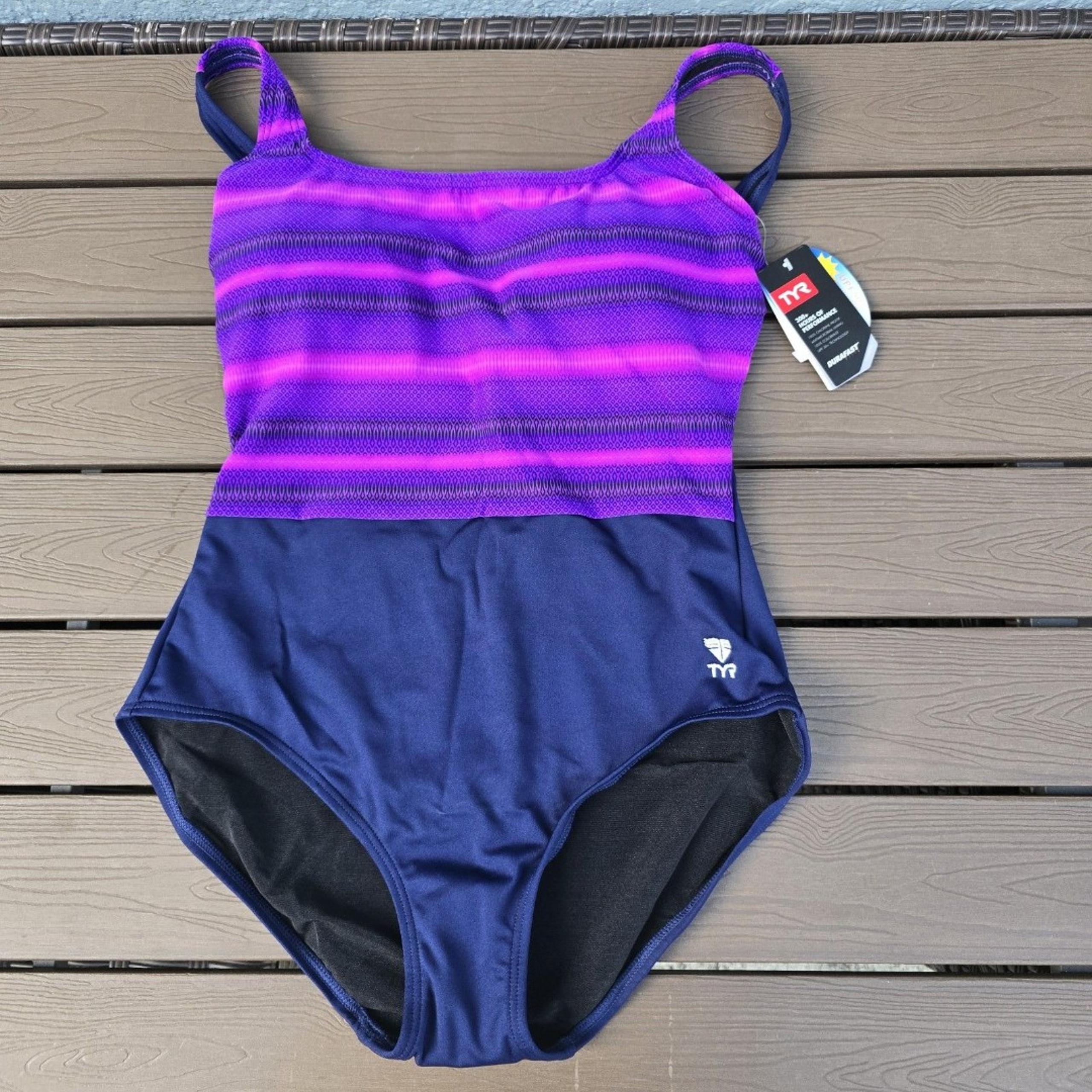 TYR Durafast Elite Women TRAMONTO Scoop Neck Controlfit, Purple, 1 Pc SZ. 24 NEW