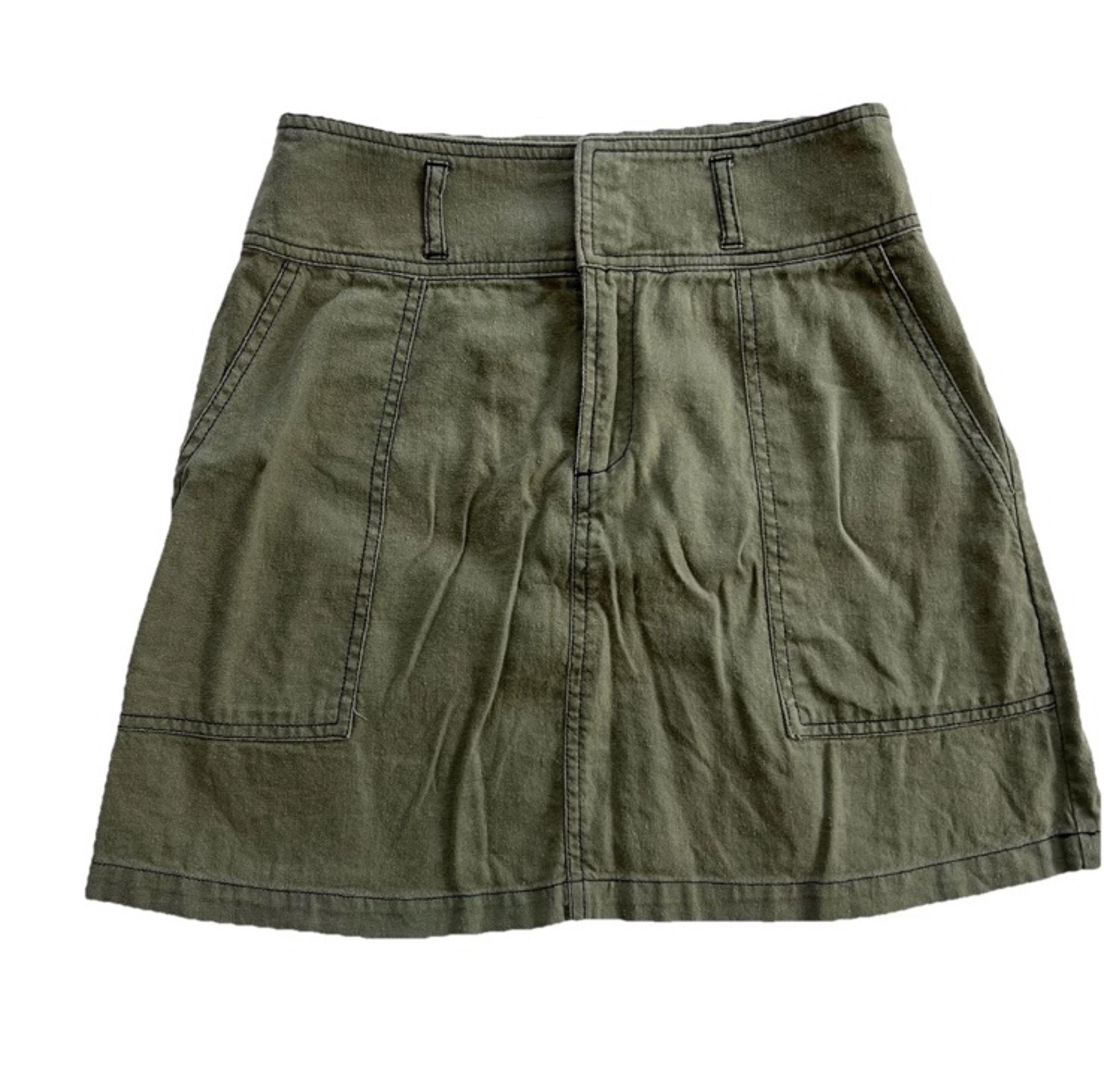 Linen Blend Women’s Mini Skirt Small Y2K Utility Summer Boho Coastal - Abound