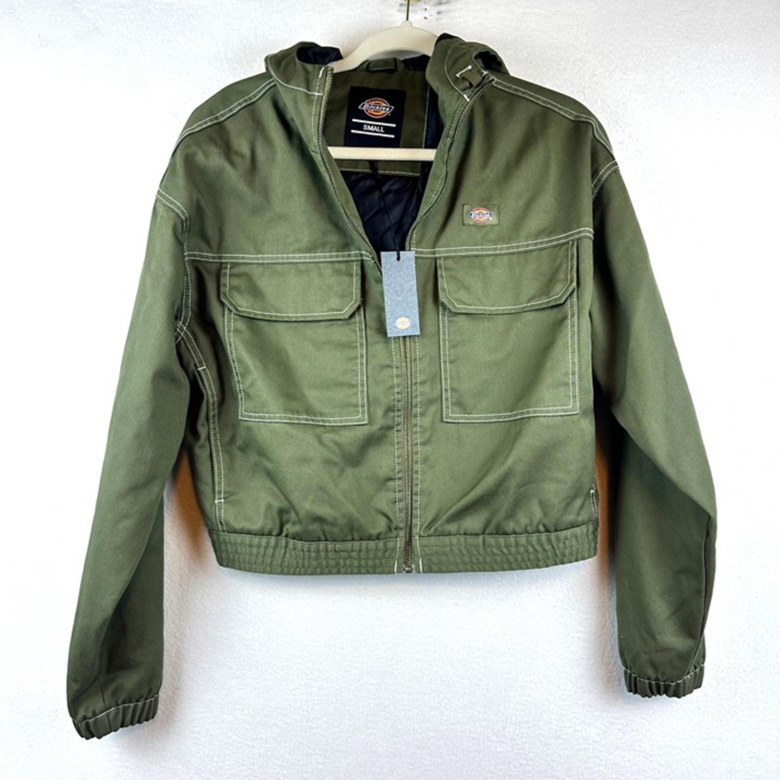 NWT Dickies Green Zip Hoodie Jacket Womens Small Utility Chore Workwear Skate