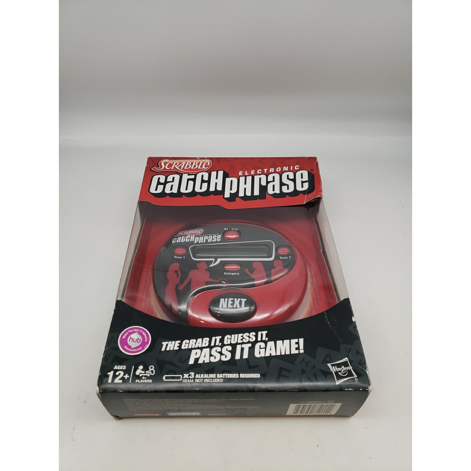 NIB Hasbro Scrabble Electronic Catch Phrase Handheld Electronic Game, Dented Box