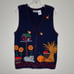 Women's Vintage Autumn Fall Harvest Pumpkin Farm Cottage Sweater Vest Medium