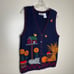 Women's Vintage Autumn Fall Harvest Pumpkin Farm Cottage Sweater Vest Medium