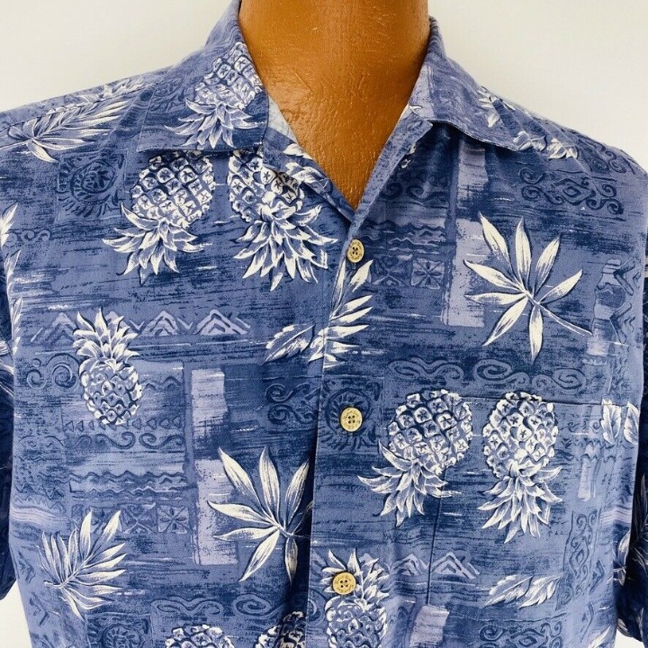 Batik Bay Hawaiian Aloha Shirt L Blue